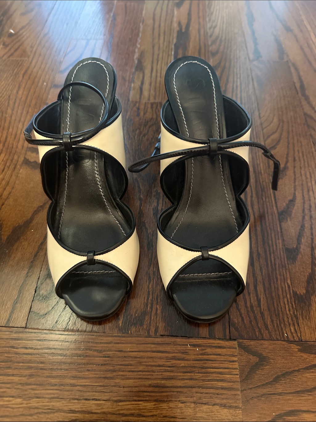 Staud Women’s Two-Tone Bow Slide Sandals - Black & Cream